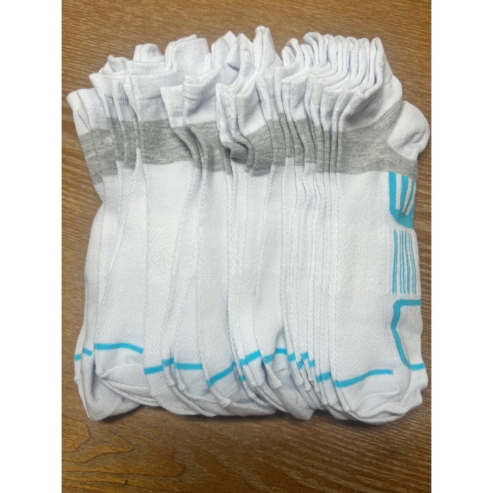White Athletic No Show Socks 12 Pairs Arch Support Low Cut size 9-11